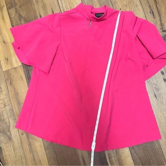 Lane Bryant Pink Keyhole Flutter Sleeve Choker Blouse Hot Pink Size 16 D - Picture 6 of 9